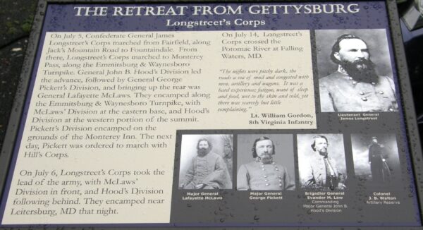 THE RETREAT FROM GETTYSBURG WAR MEMORIAL PANEL