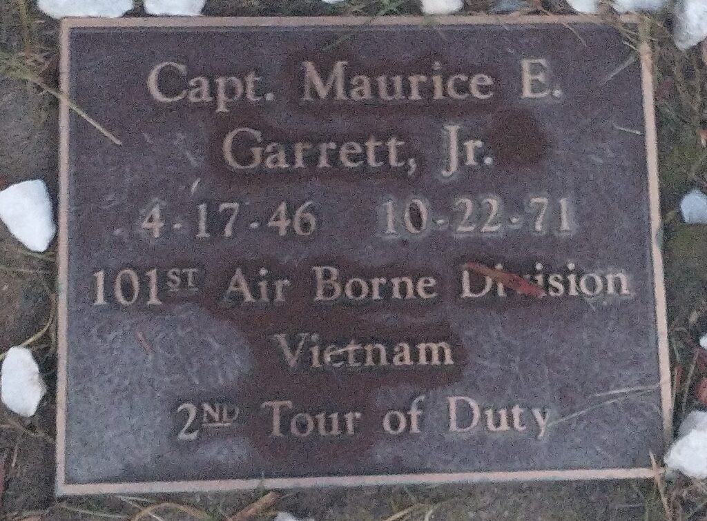 CAPT. MAURICE E. GARRETT, JR. WAR MEMORIAL PLAQUE