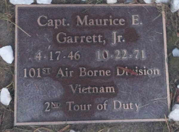 CAPT. MAURICE E. GARRETT, JR. WAR MEMORIAL PLAQUE