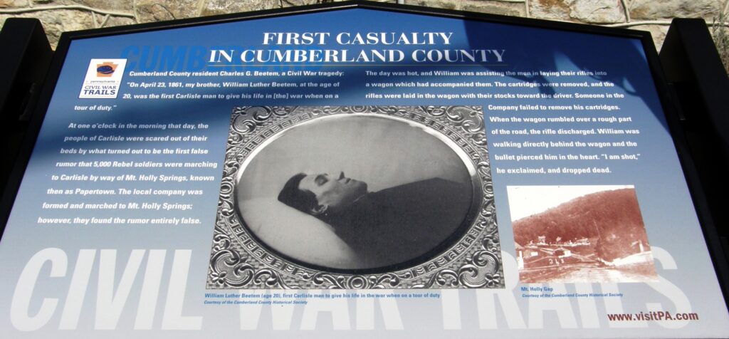 FIRST CASUALTY IN CUMBERLAND COUNTY MEMORIAL PANEL
