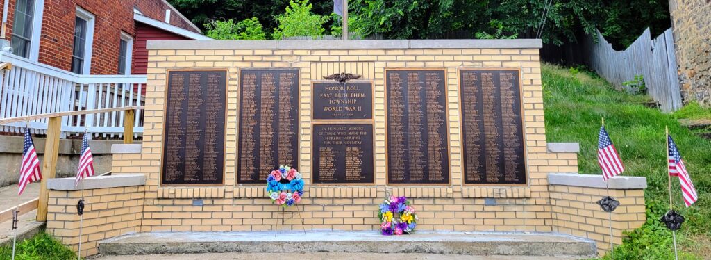 HONOR ROLL EAST BETHLEHEM TOWNSHIP WORLD WAR II MEMORIAL