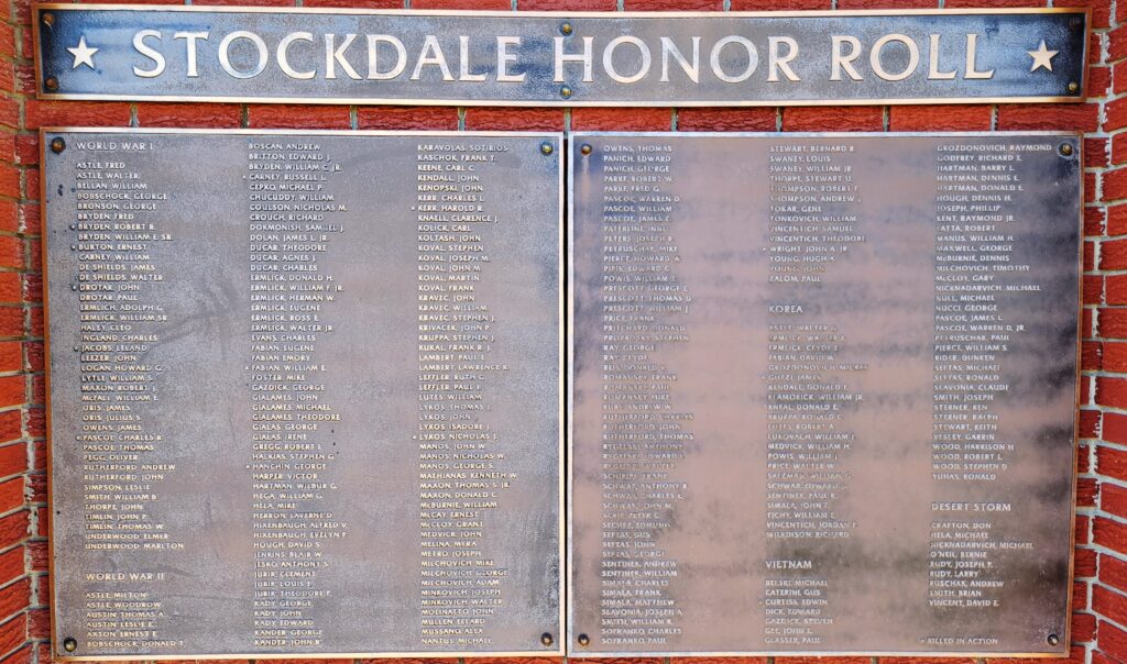 STOCKDALE HONOR ROLL MEMORIAL PLAQUE