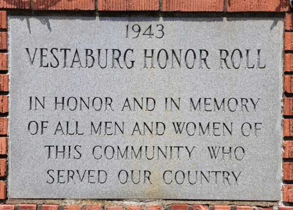 VESTABURG HONOR ROLL MEMORIAL DEDICATION STONE