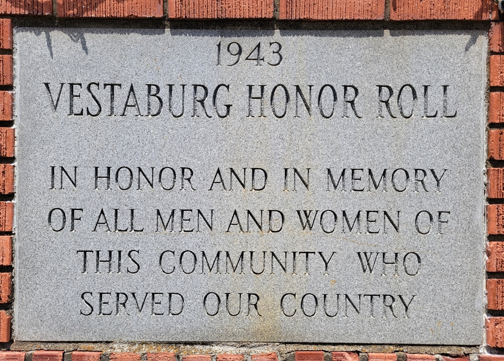 VESTABURG HONOR ROLL MEMORIAL DEDICATION STONE
