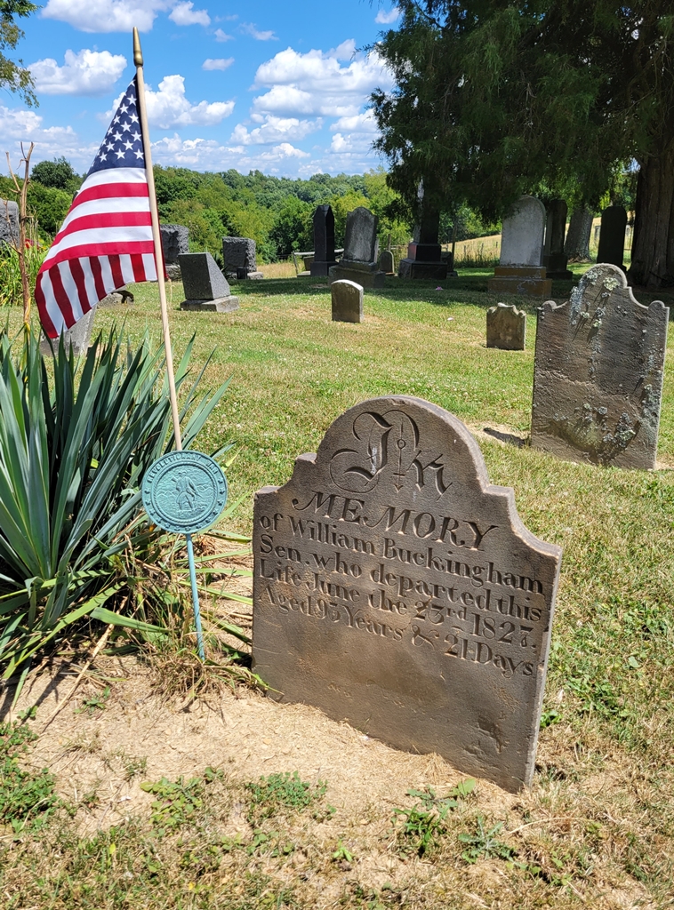 WILLIAM BUCKINGHAM REVOLUTIONARY WAR SOLDIER MEMORIAL CEMETERY STONE