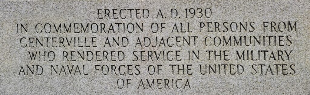CENTERVILLE AND ADJACENT COMMUNITIES WAR VETERANS MEMORIAL STONE A