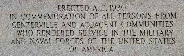 CENTERVILLE AND ADJACENT COMMUNITIES WAR VETERANS MEMORIAL STONE A