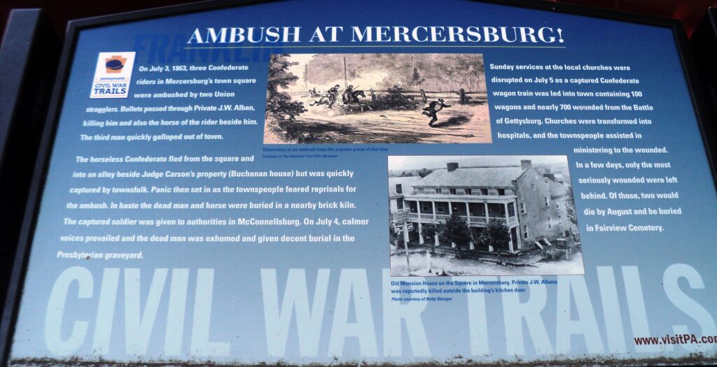 AMBUSH AT MERCERSBURG WAR MEMORIAL PANEL