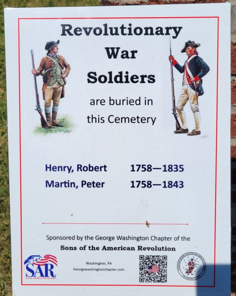 REVOLUTIONARY WAR SOLDIERS BURIED IN EMMANUEL UNITED PRESBYTERIAN CHURCH CEMETERY MEMORIAL PLAQUE