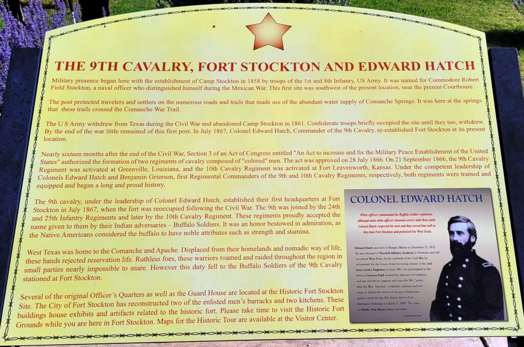 THE 9TH CAVALRY, FORT STOCKTON AND EDWARD HATCH MEMORIAL PLAQUE