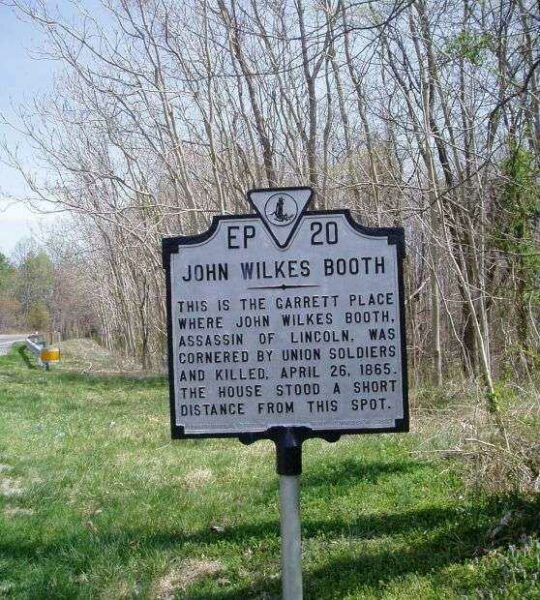 JOHN WILKES BOOTH MEMORIAL MARKER