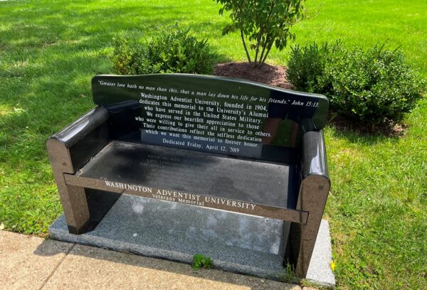 WASHINGTON ADVENTIST UNIVERSITY ALUMNI VETERANS MEMORIAL BENCH
