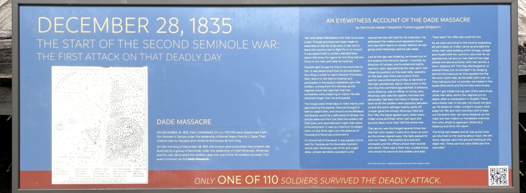 DADE MASSACRE WAR MEMORIAL PANEL