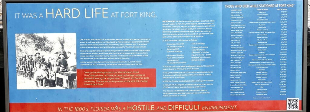 IT WAS A HARD LIFE AT FORT KING MEMORIAL PANEL