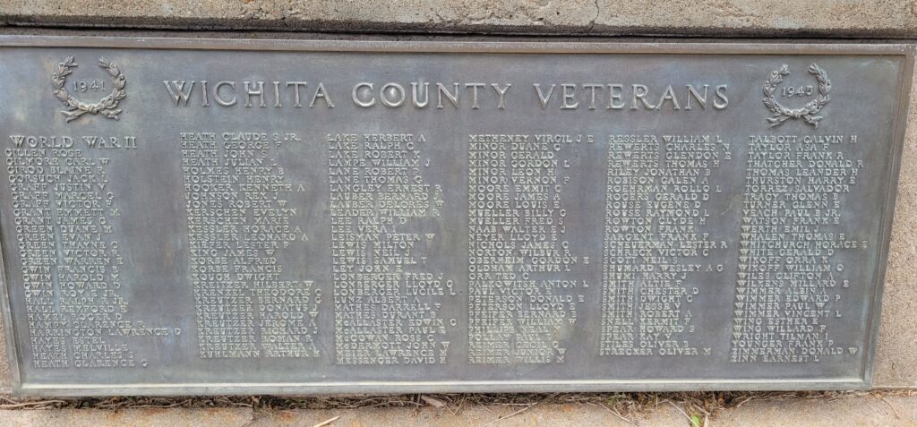 WICHITA COUNTY VETERANS MEMORIAL PLAQUE B
