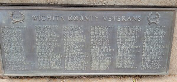 WICHITA COUNTY VETERANS MEMORIAL PLAQUE B