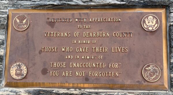VETERANS OF DEARBORN COUNTY SUPREME SACRIFICE WAR MEMORIAL PLAQUE