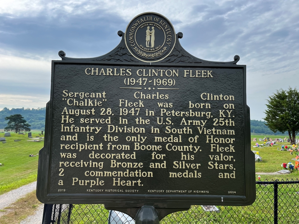CHARLES CLINTON FLEEK MEDAL OF HONOR WAR MEMORIAL MARKER FRONT