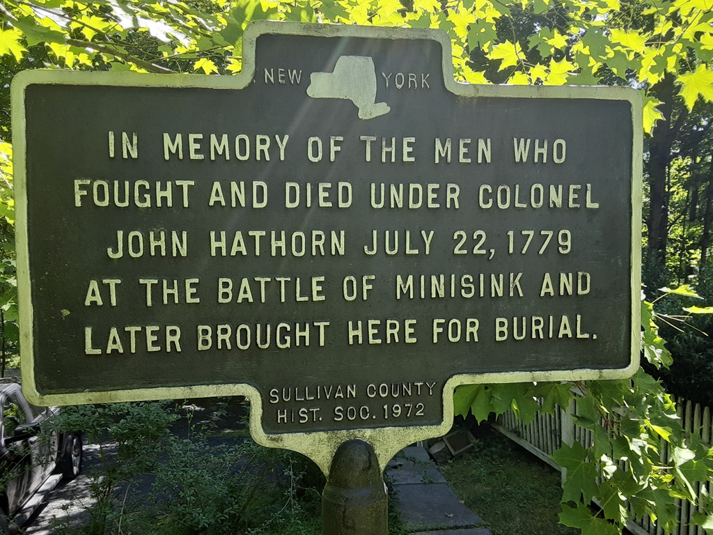COLONEL JOHN HATHORN AND HIS MEN AT THE BATTLE OF MINISINK MEMORIAL MARKER