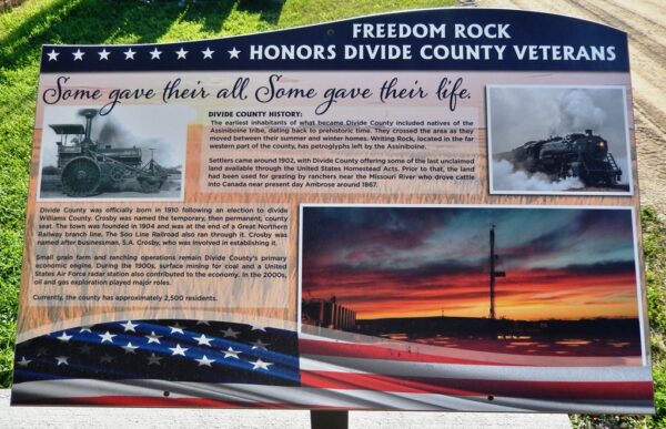 FREEDOM ROCK HONORS DIVIDE COUNTY VETERANS MEMORIAL PLAQUE A