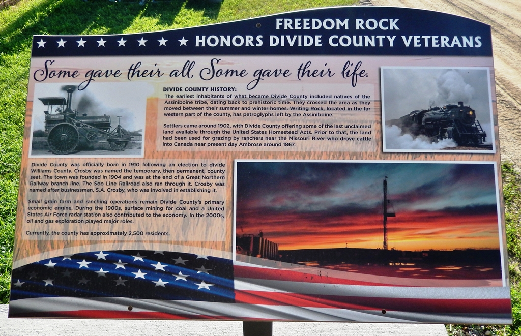 FREEDOM ROCK HONORS DIVIDE COUNTY VETERANS MEMORIAL PLAQUE A
