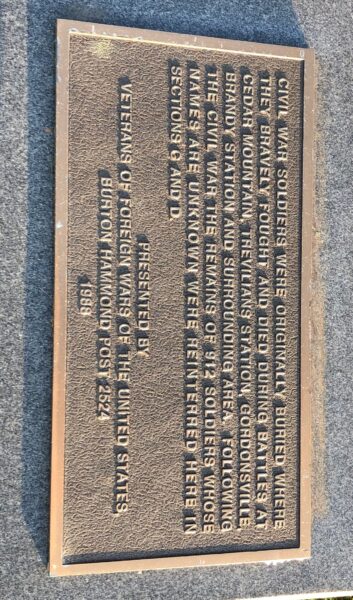 VFW BURTON HAMMON POST 2524 CIVIL WAR SOLDIERS MEMORIAL PLAQUE