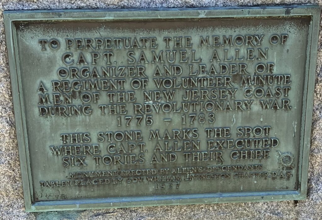 CAPTAIN SAMUEL ALLEN REVOLUTIONARY WAR MEMORIAL PLAQUE