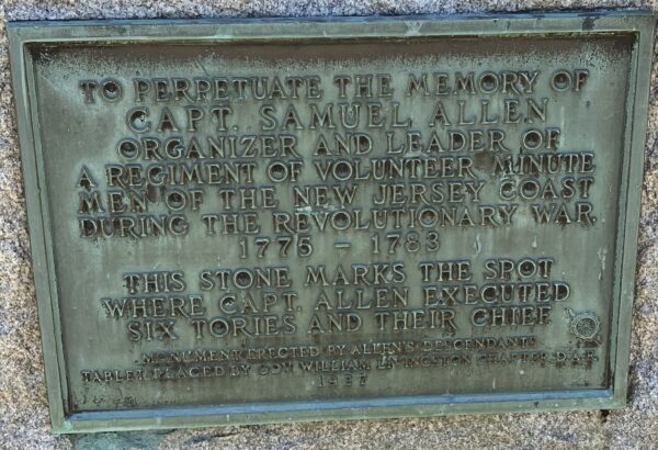 CAPTAIN SAMUEL ALLEN REVOLUTIONARY WAR MEMORIAL PLAQUE