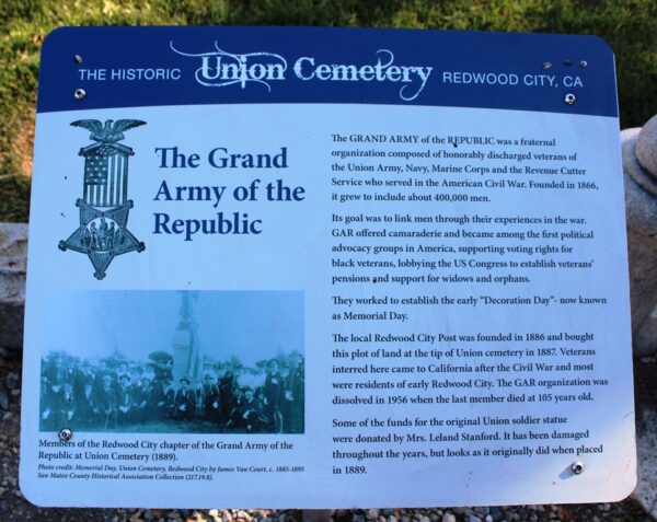 UNION CEMETERY THE GRAND ARMY OF THE REPUBLIC MEMORIAL PLAQUE
