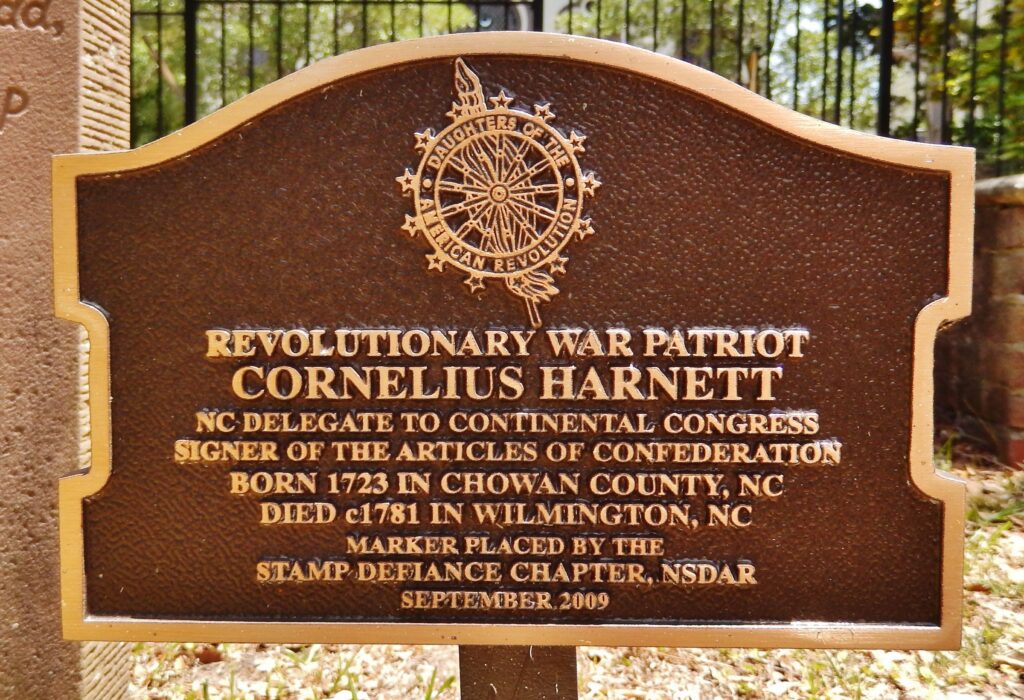 REVOLUTIONARY WAR PATRIOT CORNELIUS HARNET MEMORIAL PLAQUE