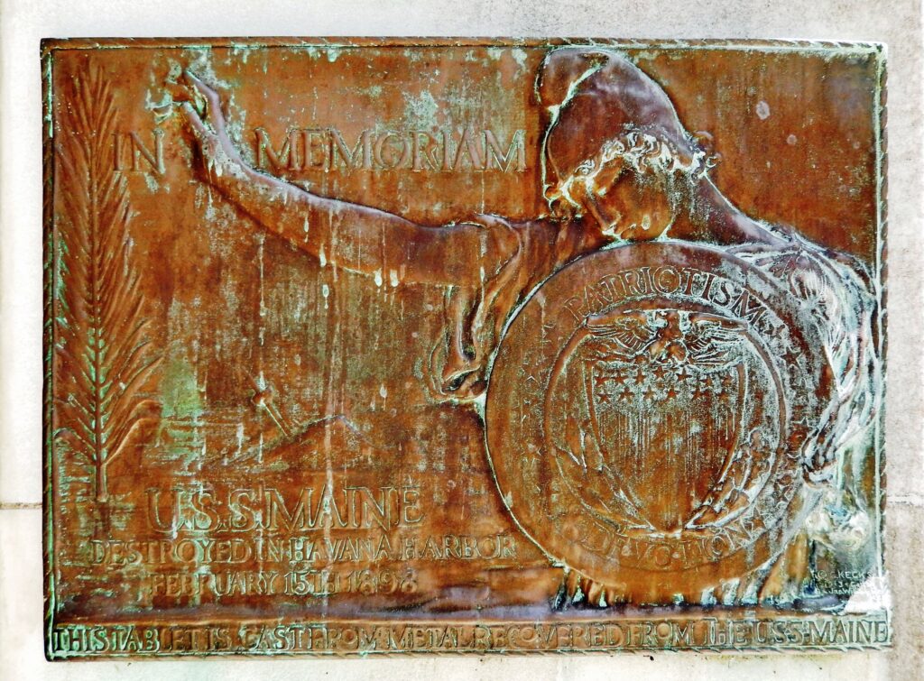 WILMINGTON U.S.S. MAINE WAR MEMORIAL PLAQUE