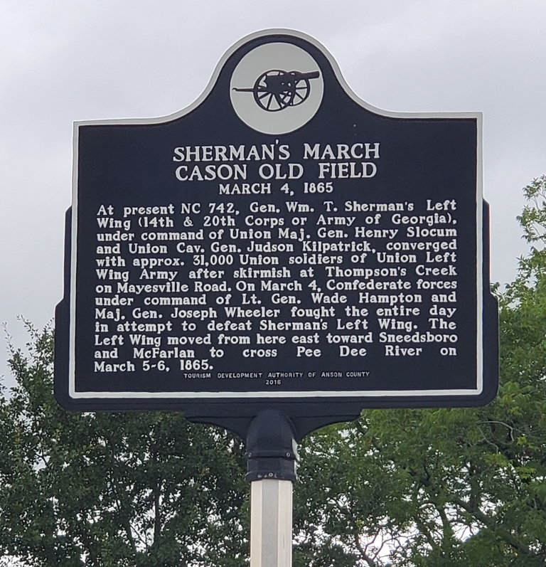 SHERMAN’S MARCH CASON OLD FIELD WAR MEMORIAL MARKER