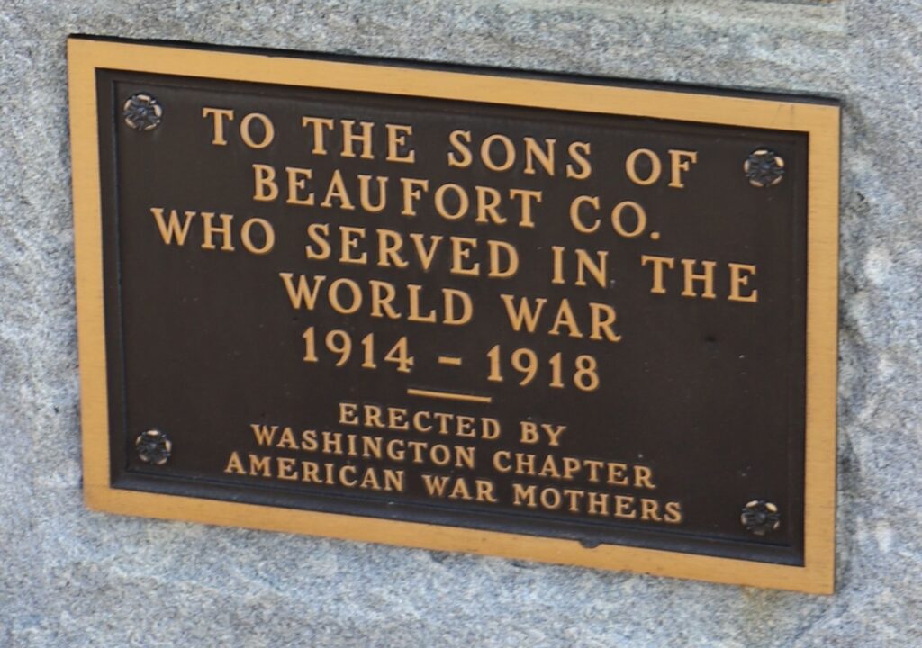 BEAUFORT CO. WORLD WAR MEMORIAL PLAQUE A