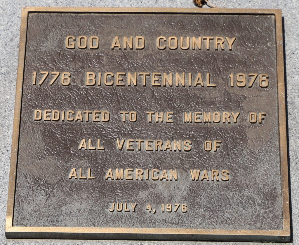 GOD AND COUNTRY BICENTENNIAL ALL VETERANS MEMORIAL PLAQUE