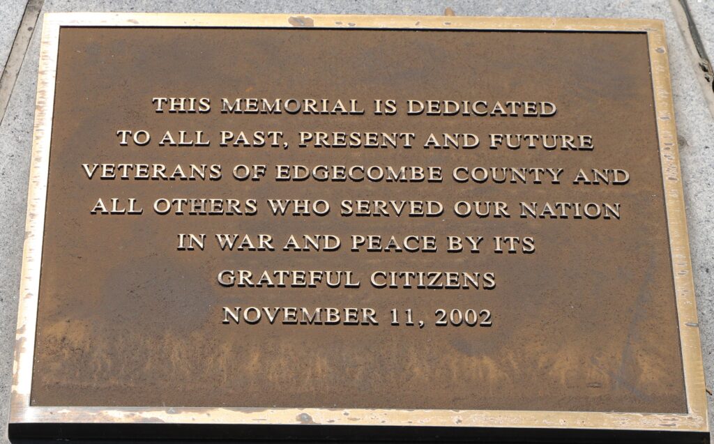 EDGECOMBE COUNTY ALL VETERANS MEMORIAL PLAQUE