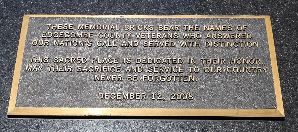 EDGECOMBE COUNTY VETERANS MEMORIAL BRICKS PLAQUE