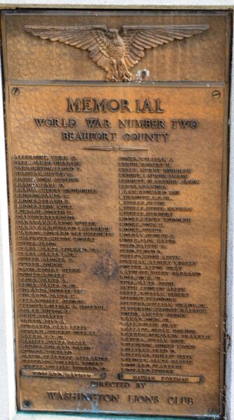 BEAUFORT COUNTY WORLD WAR NUMBER TWO MEMORIAL PLAQUE
