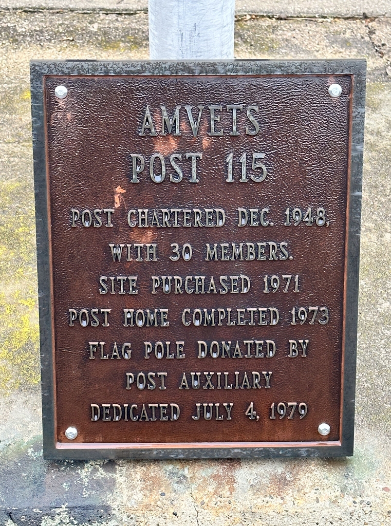 AMVETS POST 115 MEMORIAL FLAGPOLE PLAQUE