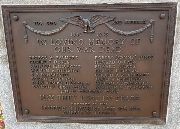 CITY ISLAND WORLD WAR II MEMORIAL PLAQUE