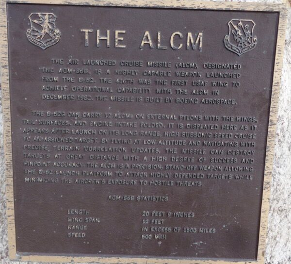 THE ALCM MISSILE MEMORIAL PLAQUE