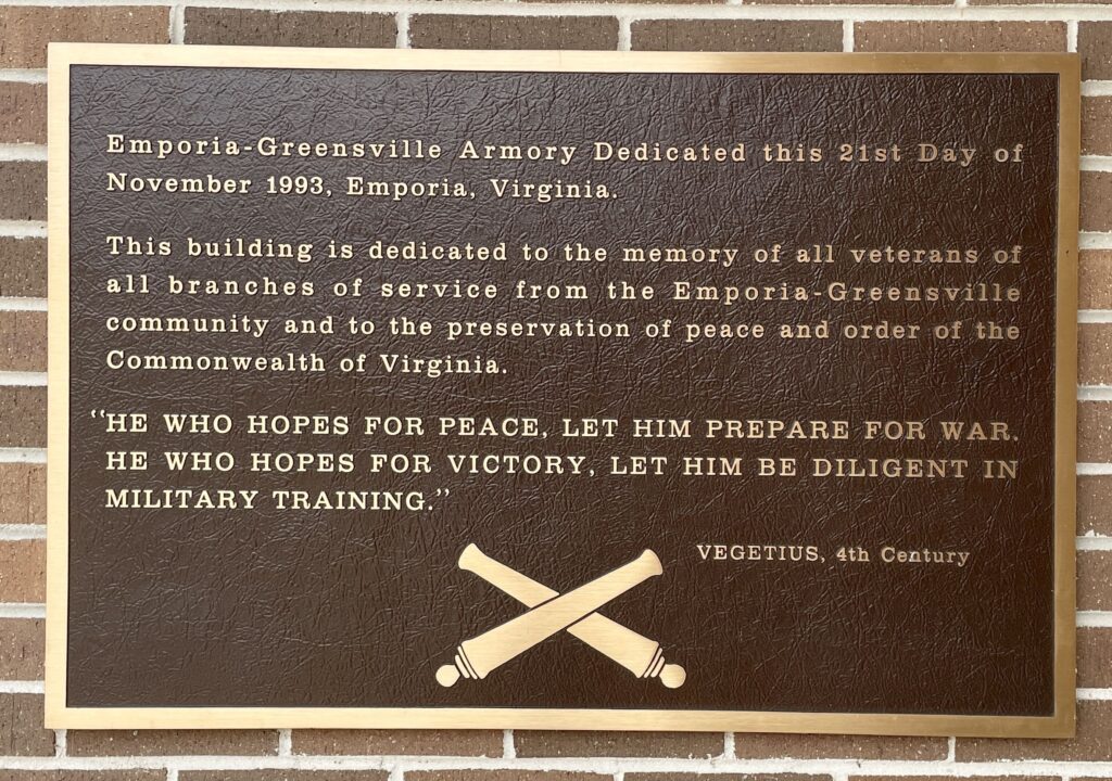 EMPORIA-GREENSVILLE COUNTY ARMORY MEMORIAL PLAQUE