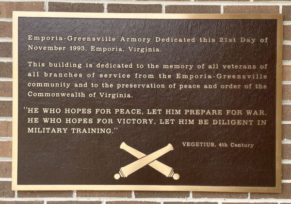 EMPORIA-GREENSVILLE COUNTY ARMORY MEMORIAL PLAQUE