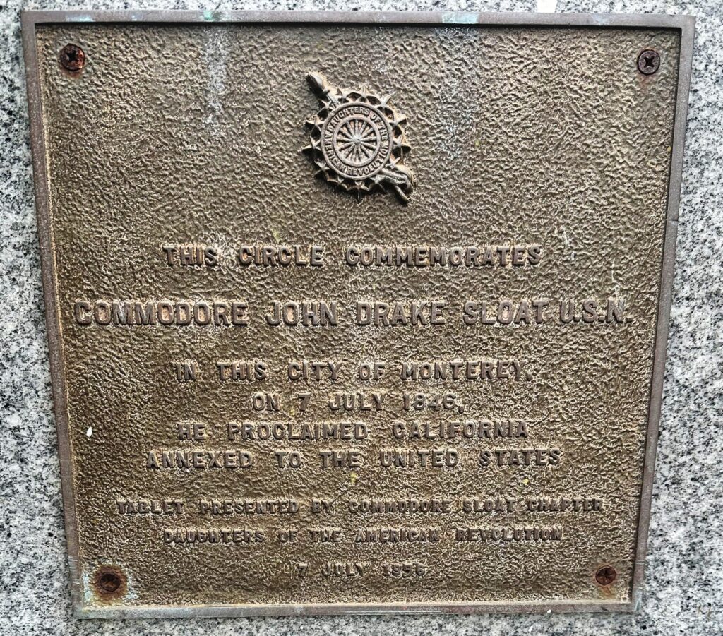 COMMODORE JOHN DRAKE SLOAT CIRCLE MEMORIAL PLAQUE