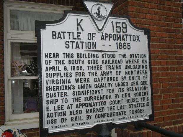 BATTLE OF APPOMATTOX STATION MEMORIAL MARKER