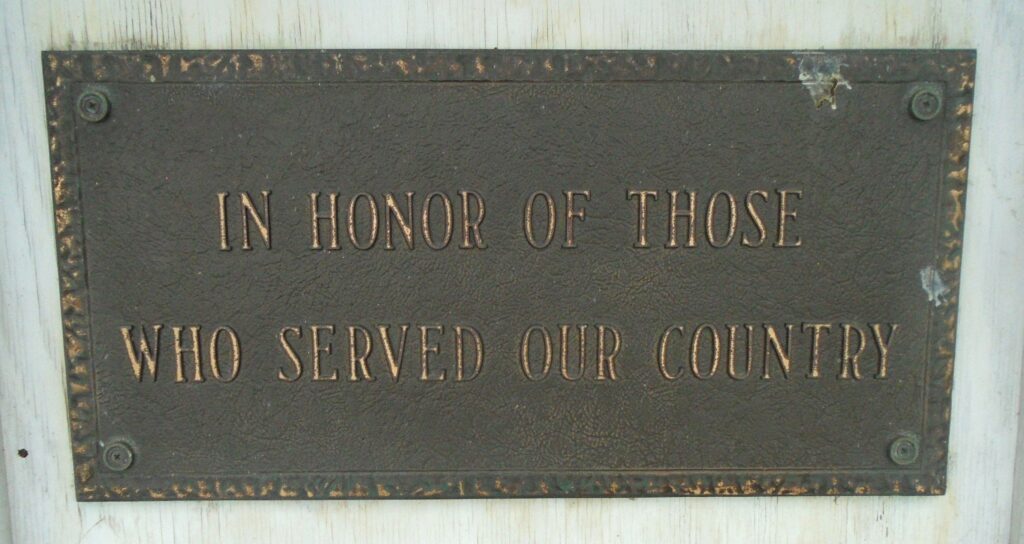 JAMES CREEK VETERANS MEMORIAL PLAQUE