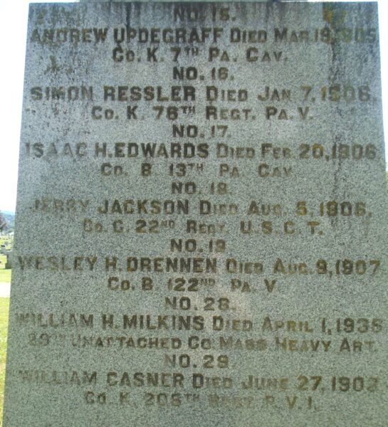 COL. HULINGS GAR. POST 176 CIVIL WAR MEMORIAL SIDE C