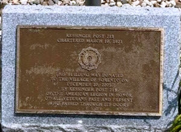 AMERICAN LEGION POST 713 VETERANS MEMORIAL BUILDING PLAQUE