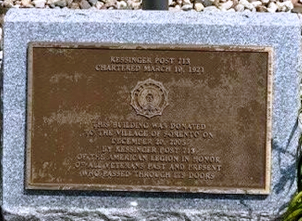AMERICAN LEGION POST 713 VETERANS MEMORIAL BUILDING PLAQUE