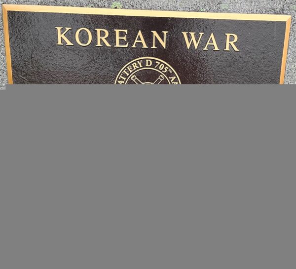 BATTERY D 705TH AAA GUN BATTALION KOREAN WAR MEMORIAL PLAQUE