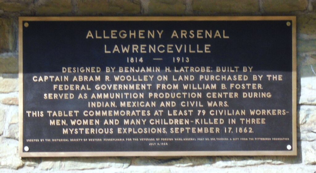 ALLEGHENY ARSENAL LAWRENCEVILLE MEMORIAL PLAQUE A